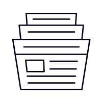 Esquema colorido de una serie de periódicos apilados